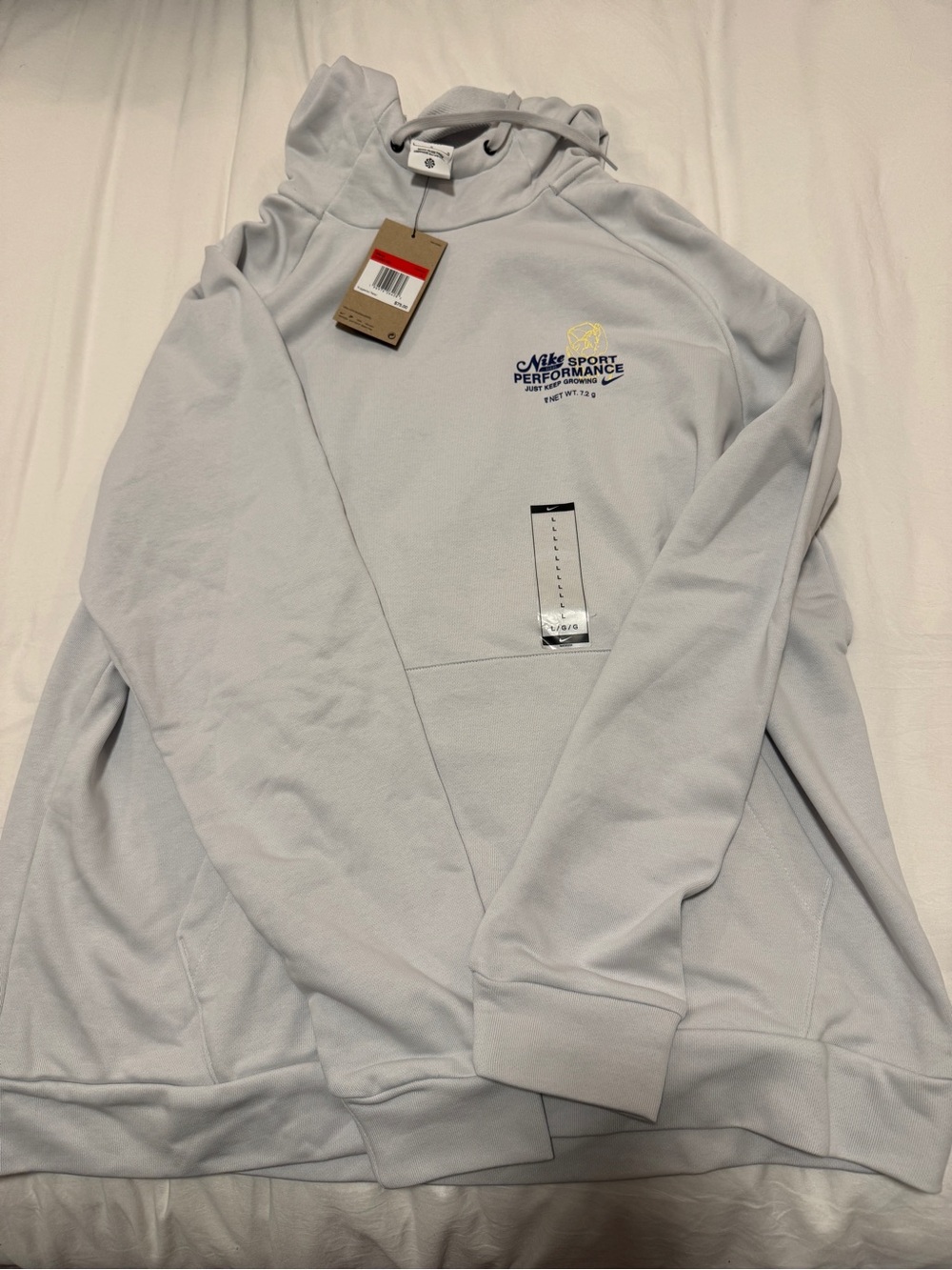 Nike Light Gray Pullover Hoodie with Navy Logo